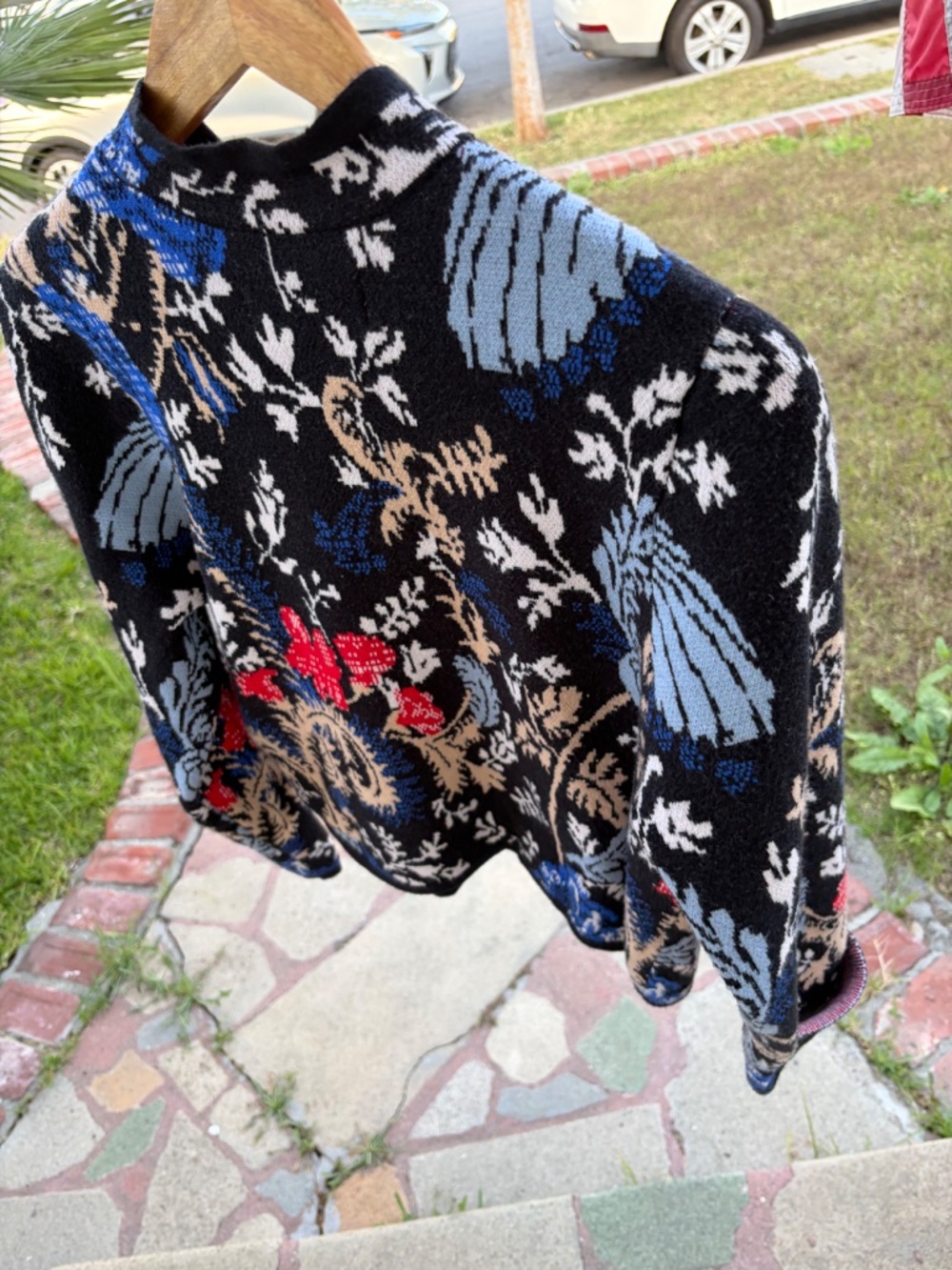 Anthropologie Pilcro Floral Knit Jacket Cardigan – Boho Statement | Size M - Picture 4 of 10